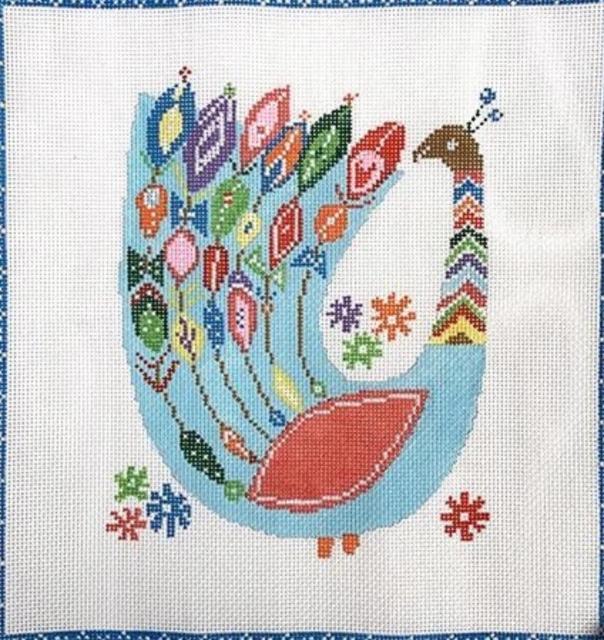 Hand painted Needlepoint Canvas 18 mesh 5th day of Christmas Golden Rings